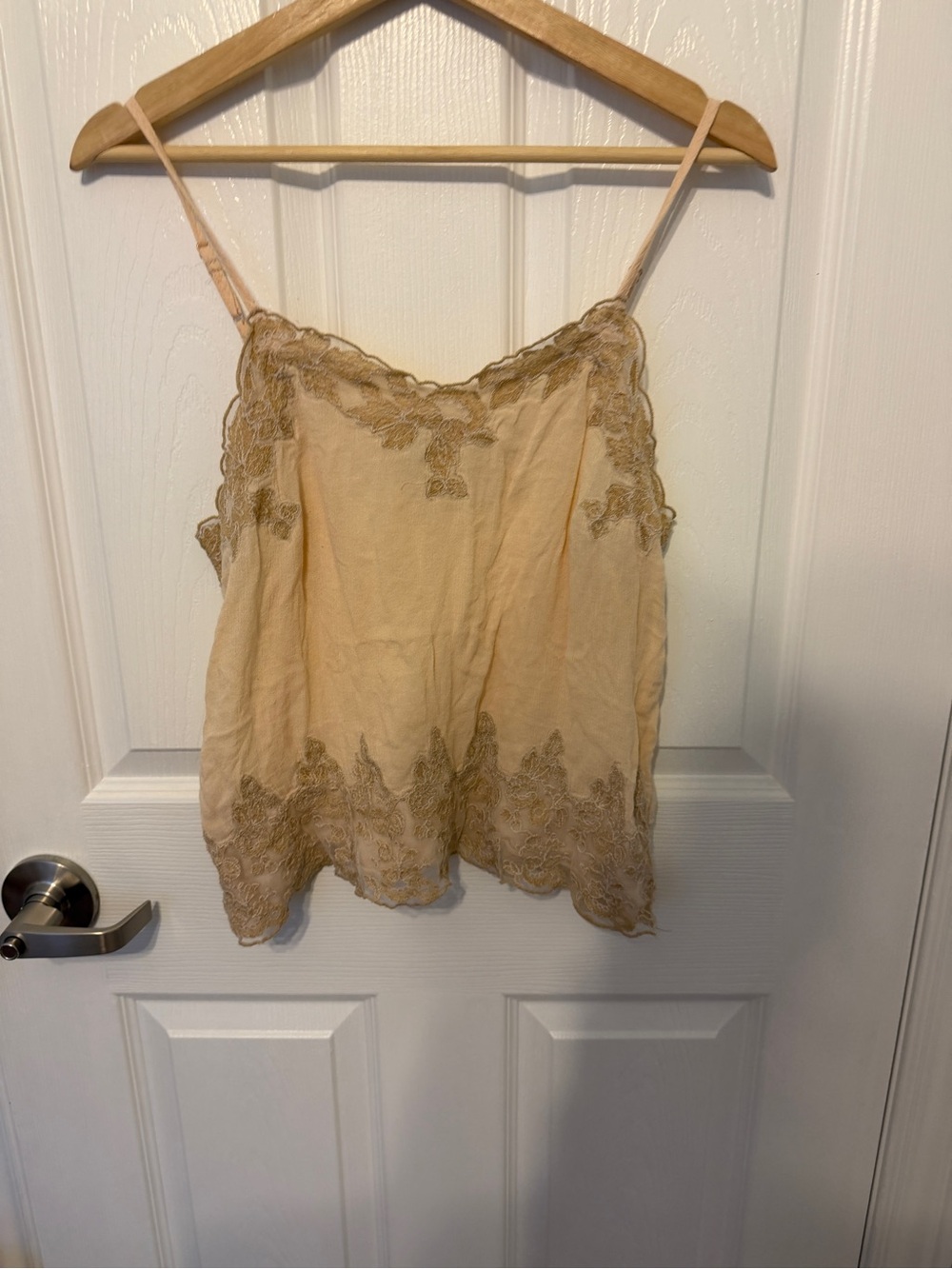 American eagle Delicate Beige Lace-Trim Cami Tank Top